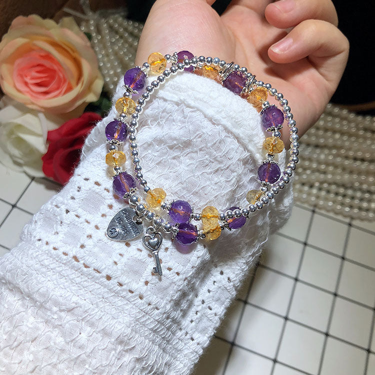 Citrine Amethyst Double-layer Bracelet