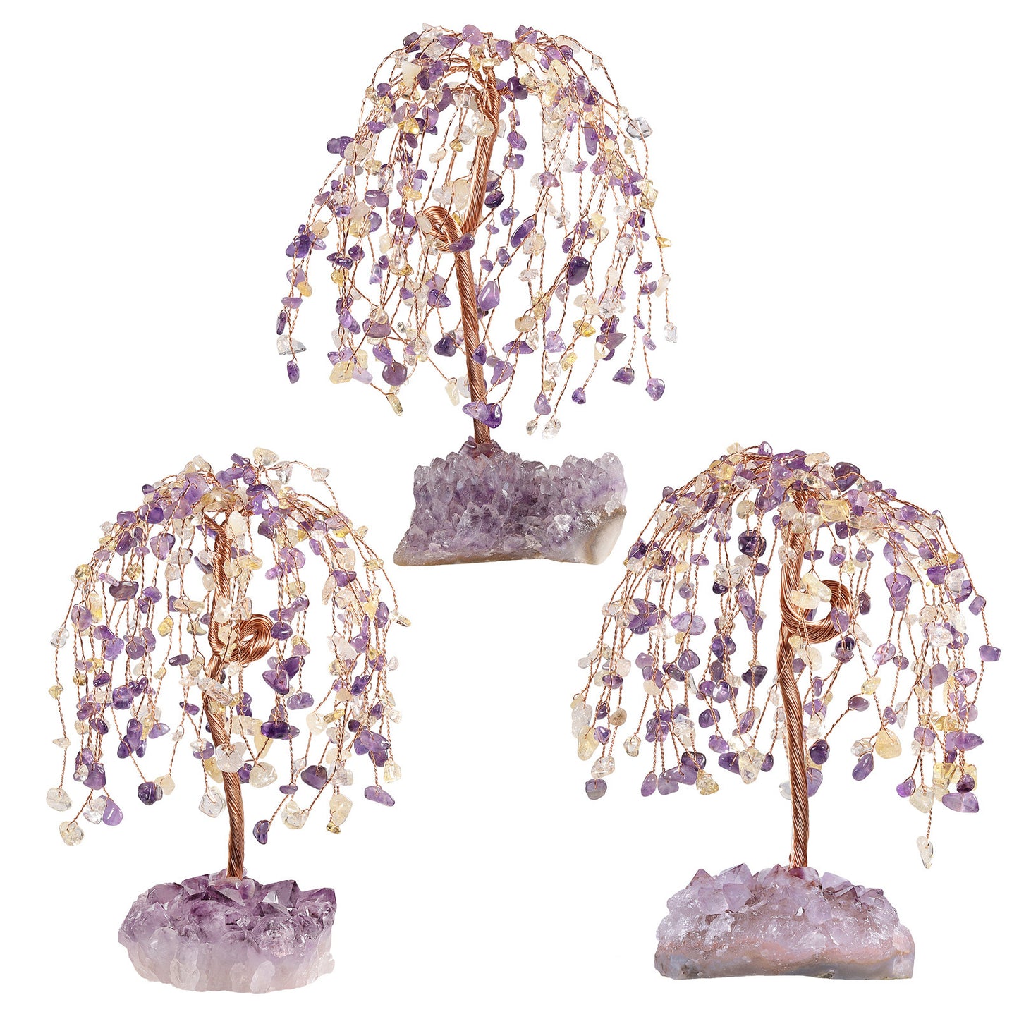 Natural Amethyst Base Weeping Willow Crystal Decoration