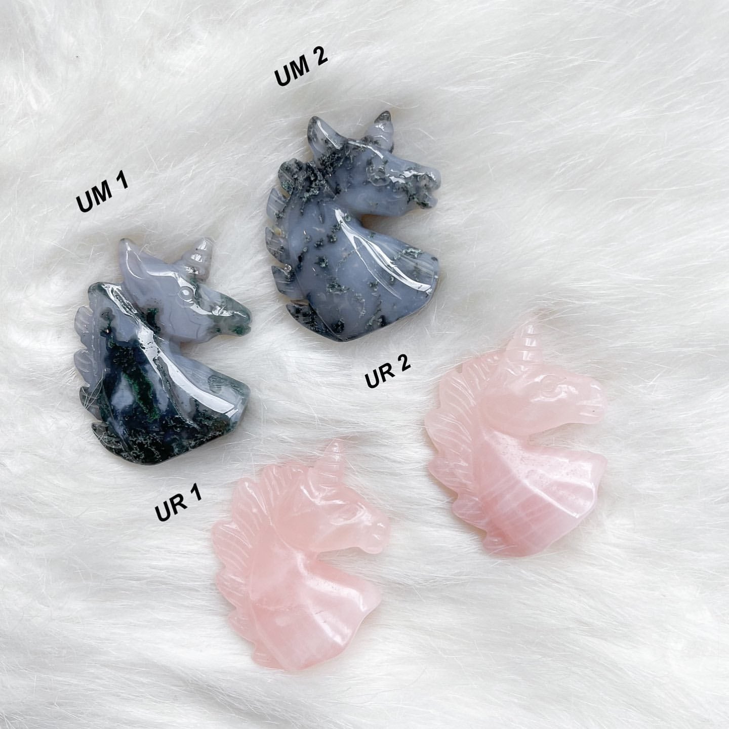 Unicorn Head Fluorite Semi-precious Stone Crafts Animal Ornaments