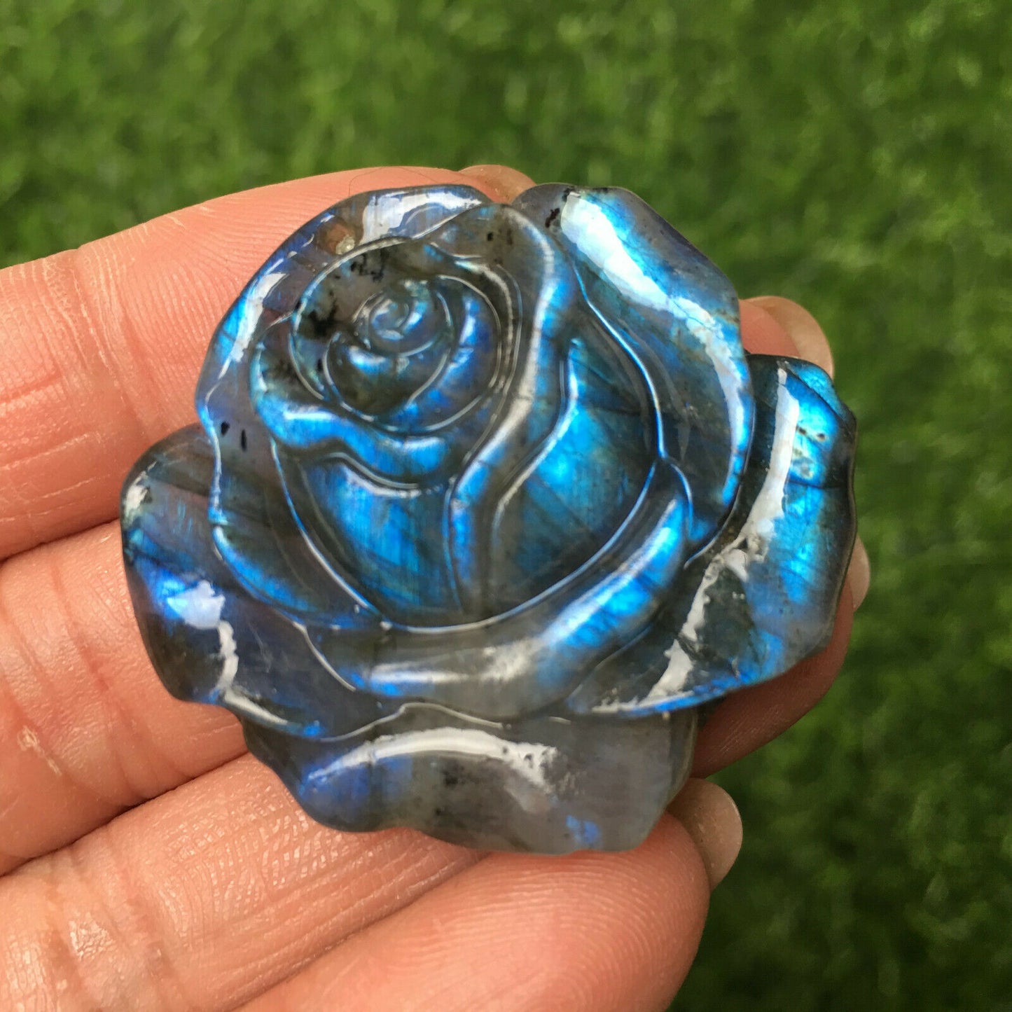 Raw Stone Carving Crystal Rose Flower Labradorite Crafts