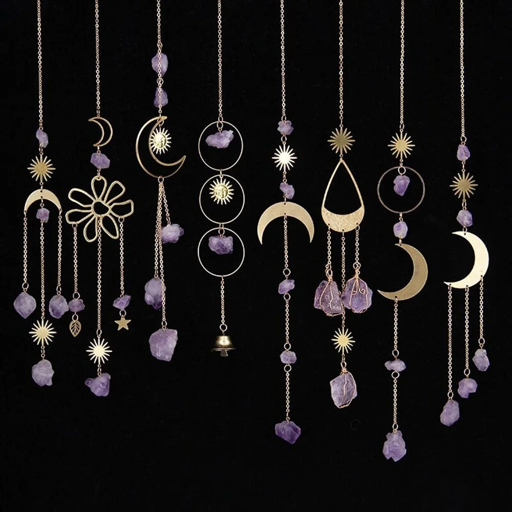 Natural Crystal Stone Amethyst Wind Chimes