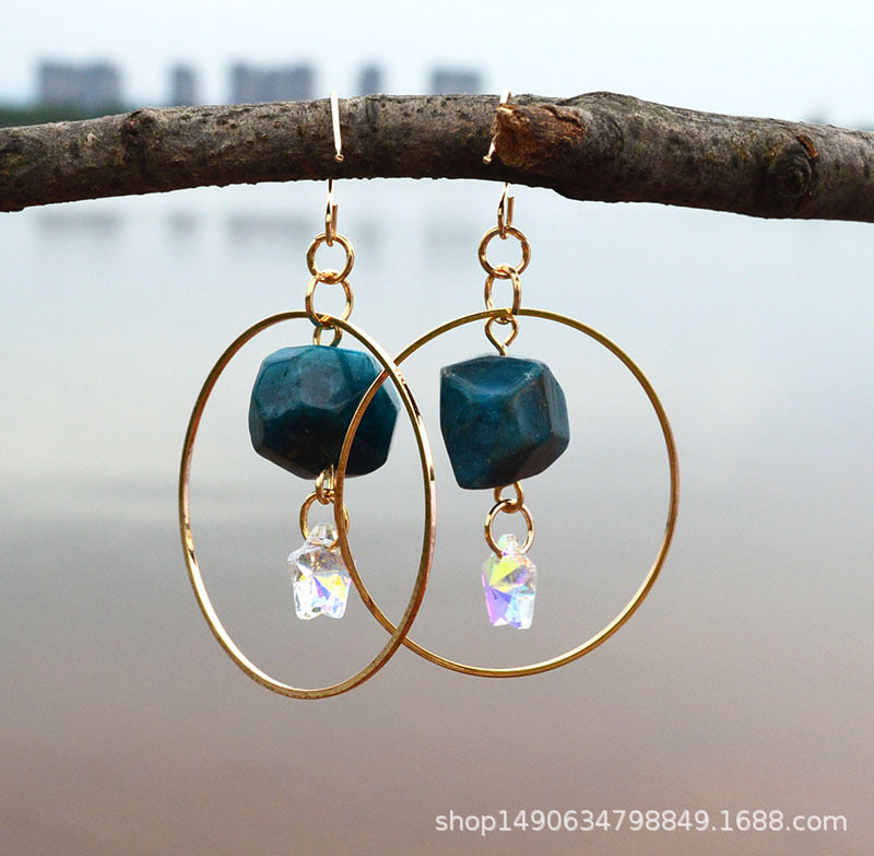 Natural Crystal Moon Earrings