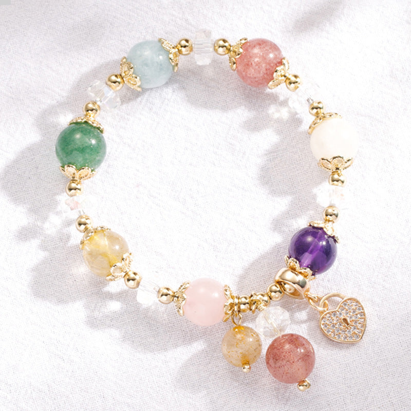 Aquamarine Amethyst Lucky Peach Blossom Bracelet