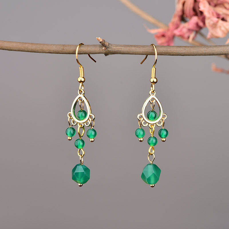 Green Agate Retro Earrings!