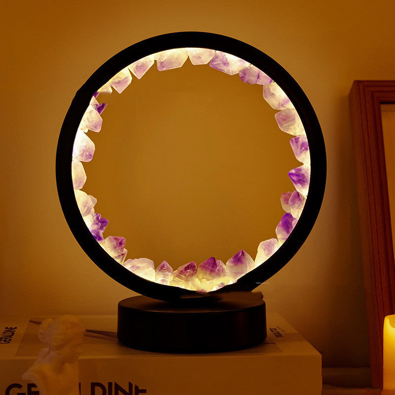 Natural Amethyst Cluster Round Headboard