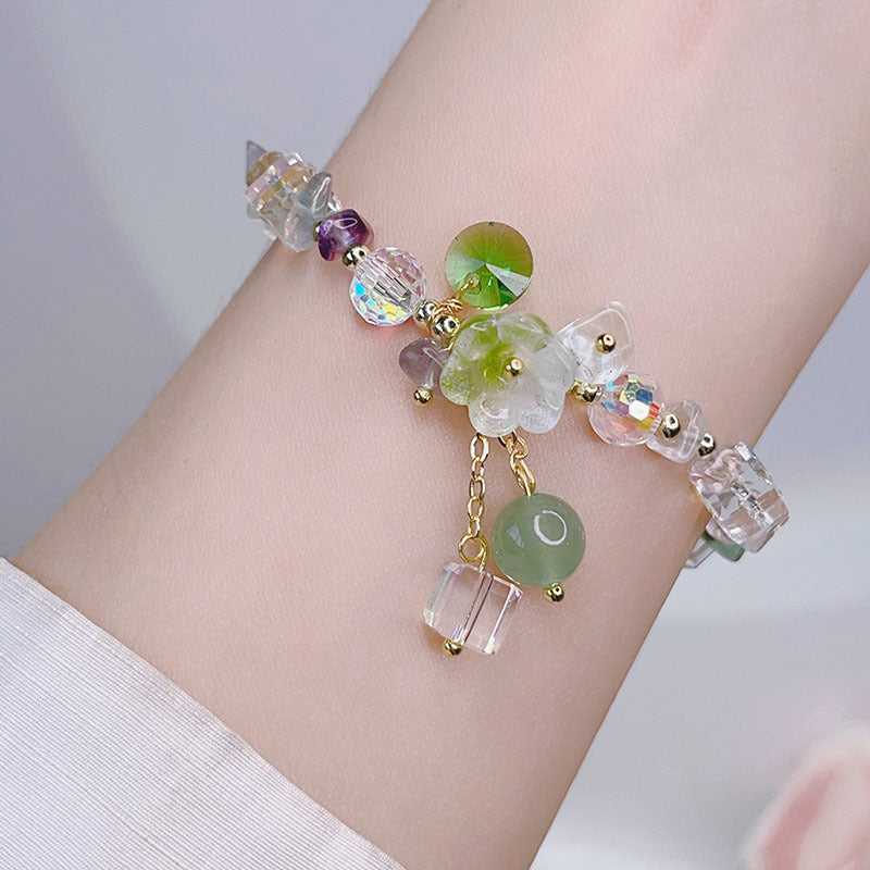 Trending Crystal Floral Bracelets!!Fluorite,Aquamarine,etc.!!So Gorgeous!