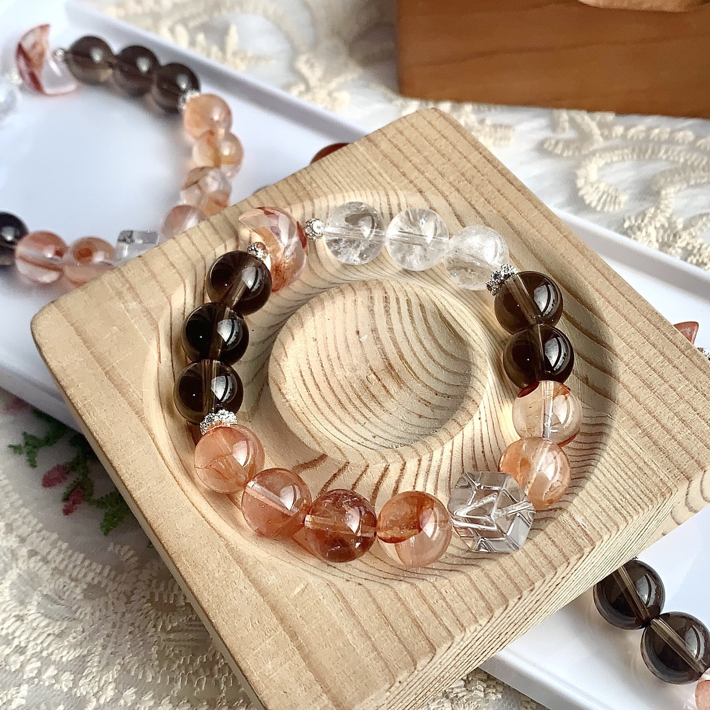 Natural Crystal Bracelet- White Crystal&Agate Bracelet