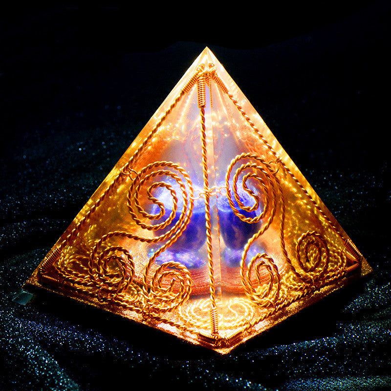 Three Spiral Cube Original Amethyst Pyramid