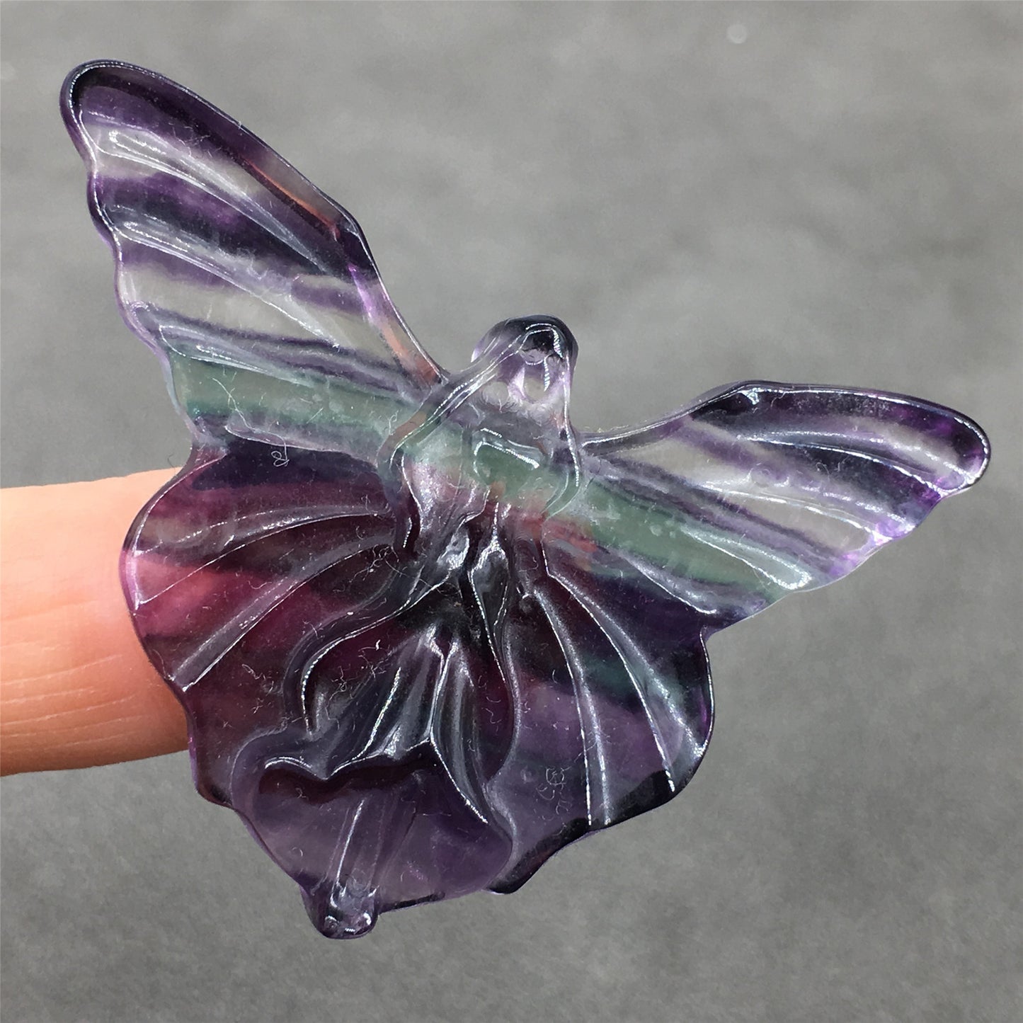 Natural Crystal Carved Colorful Fluorite Butterfly Figurine