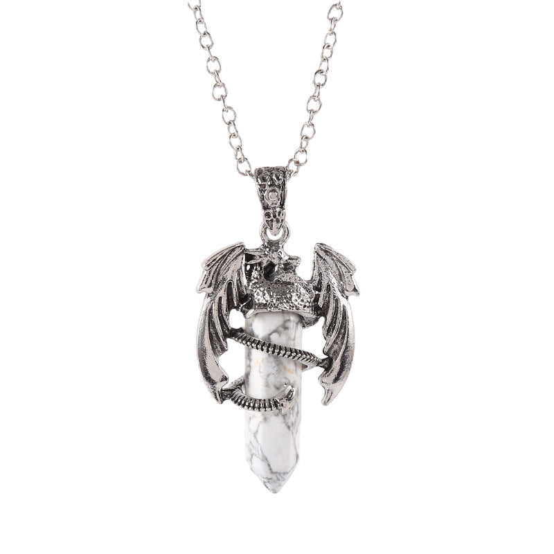 Natural Crystal White Crystal Flying Dragon Pendant