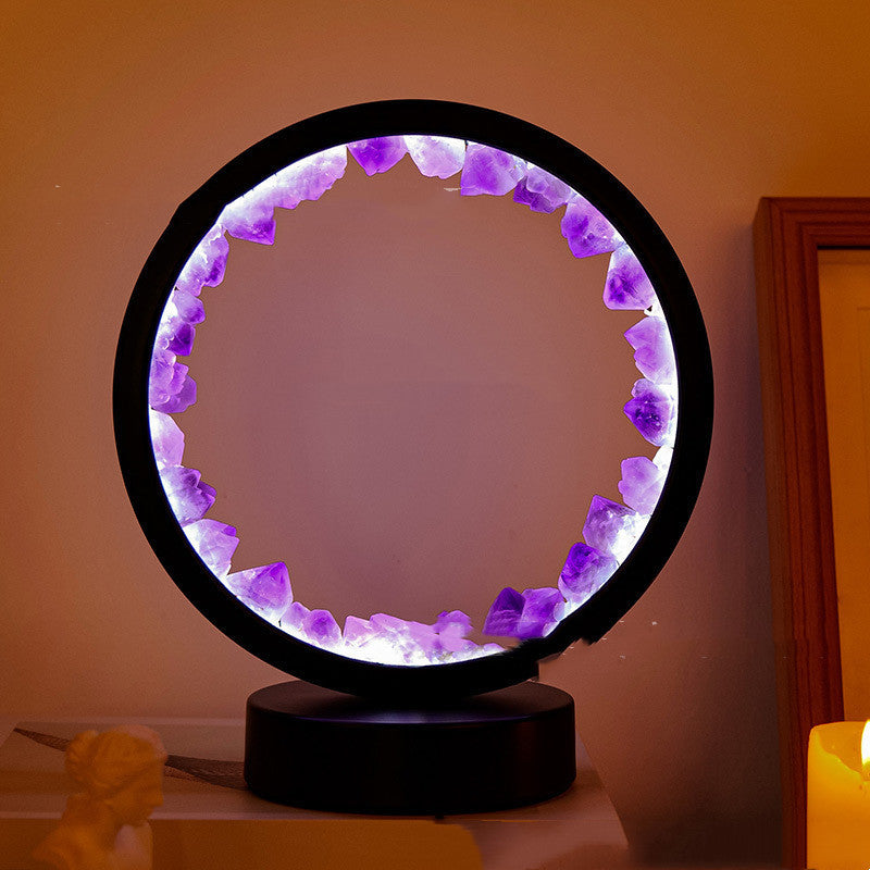 Natural Amethyst Cluster Round Headboard