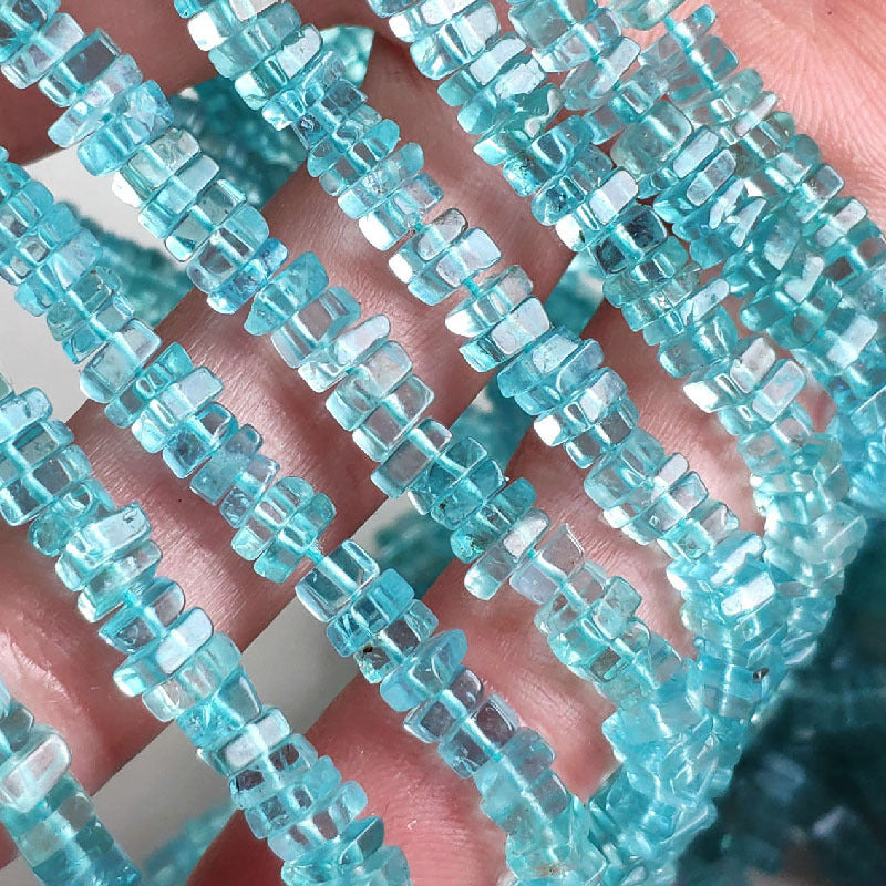 Natural Aquamarine Apatite Square Piece Crystal Beads