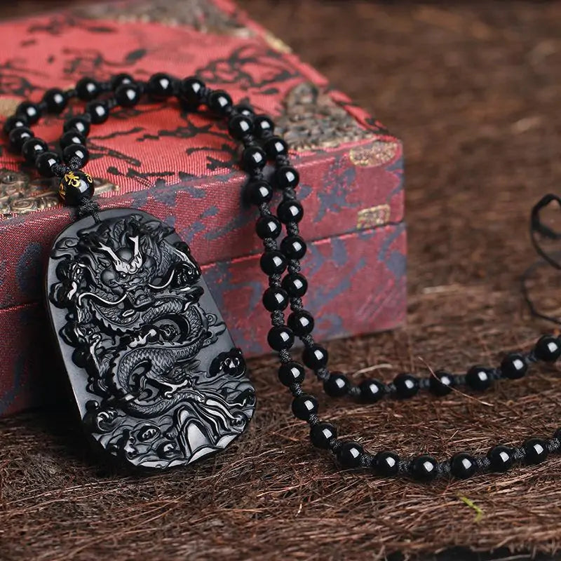 Dragon Black Obsidian Necklace