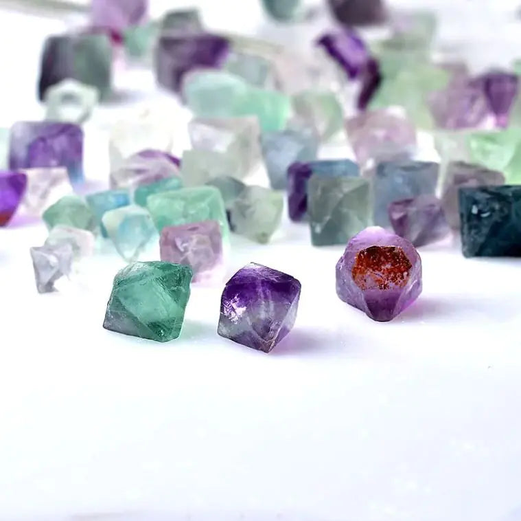 Colored Fluorite Single Crystal Purple Green Blue White