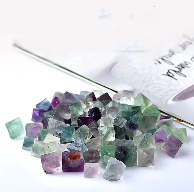 Colored Fluorite Single Crystal Purple Green Blue White