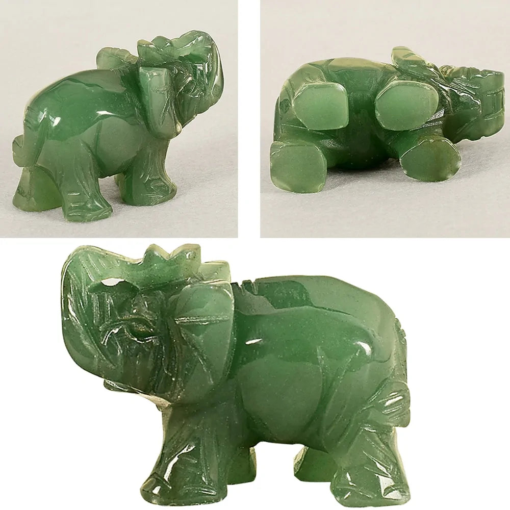 Jade Stone Craving Elephant Feng Shui Statue