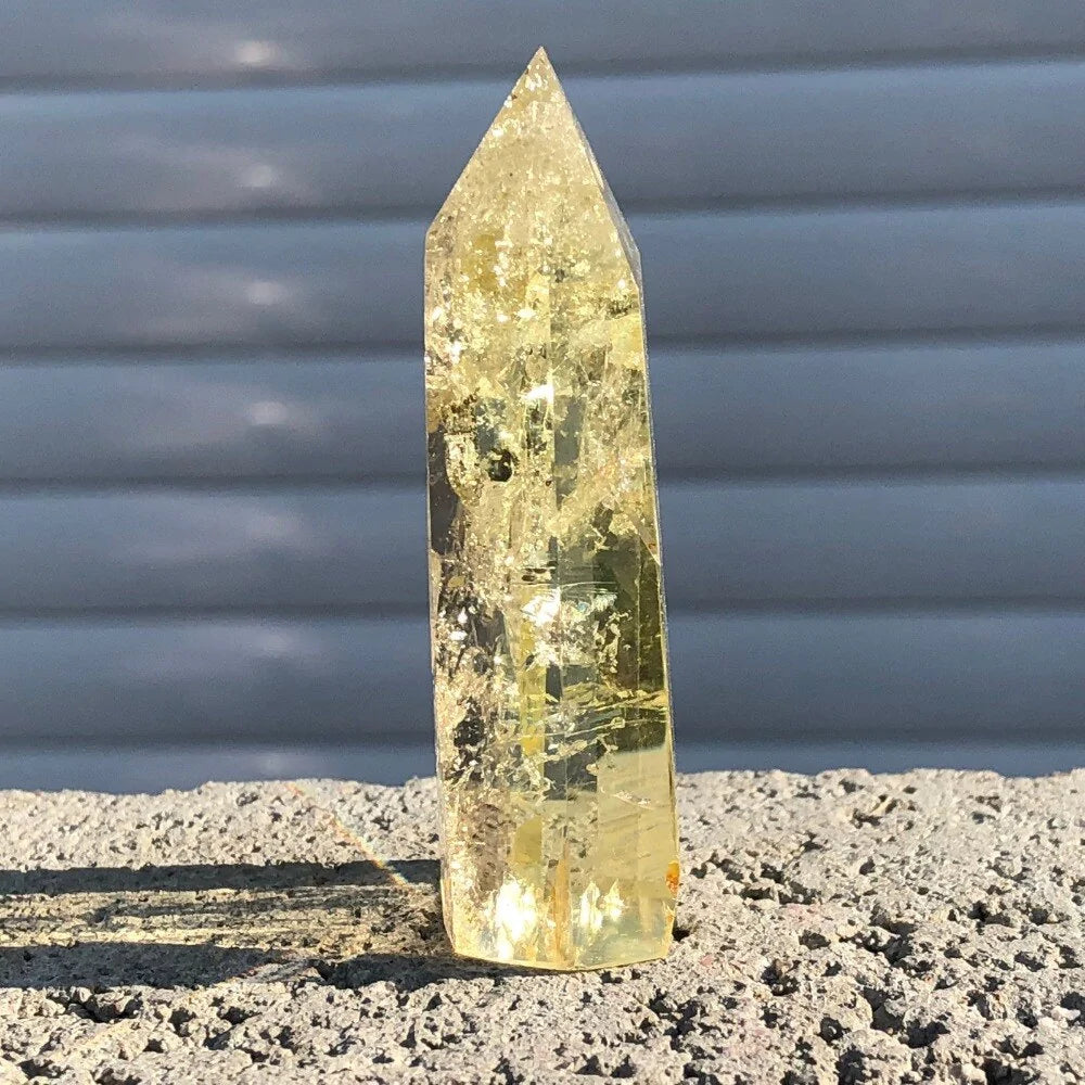 Natural Citrine Crystal Quartz Obelisk Wand Point