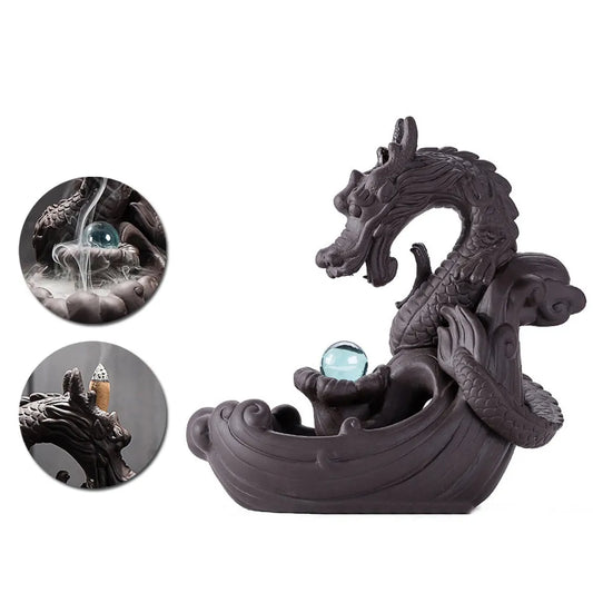 FREE SHIPPING!Dragon&Crystal Ball-Ceramic Backflow Incense Burner!